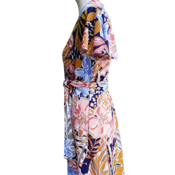 Womens M Nicole Miller Safari Coastal Grandmother Short Sleeve Dress - Picture 5 of 6